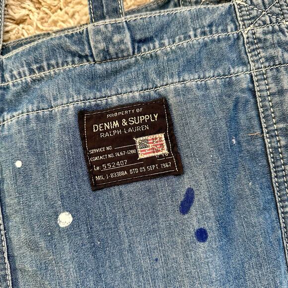 Denim & Supply Ralph Lauren Embroidered Aztec Western Jean Tote Shopper Bag - Picture 5 of 16